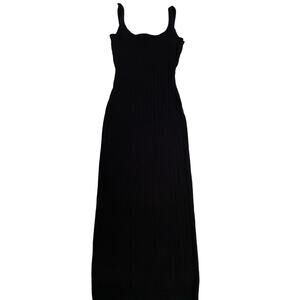 Windsor Simple Black Strapless Midi Dress Ribbed Viscose/Nylon Blend Size S